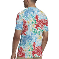 Palaka with Honu and Plumeria Rugby Jersey Hawaiian Heritage Spirit - Polynesian Pride