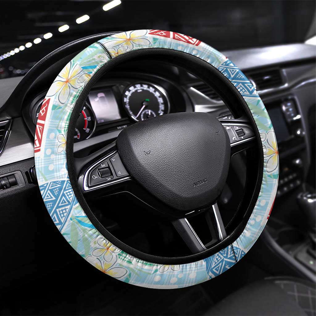 Palaka with Honu and Plumeria Steering Wheel Cover Hawaiian Heritage Spirit - Polynesian Pride