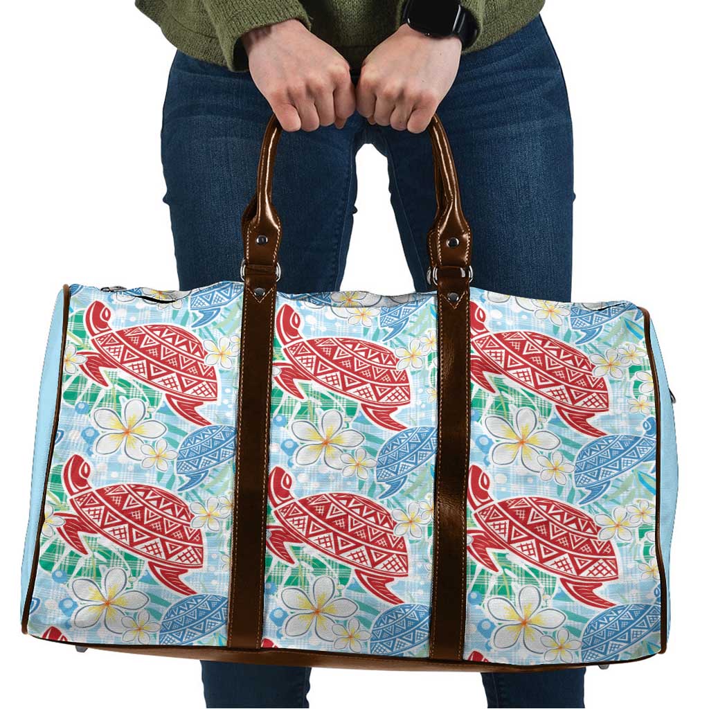 Palaka with Honu and Plumeria Travel Bag Hawaiian Heritage Spirit LT9 Blue - Polynesian Pride