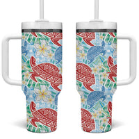 Palaka with Honu and Plumeria Tumbler With Handle Hawaiian Heritage Spirit - Polynesian Pride