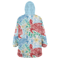 Palaka with Honu and Plumeria Wearable Blanket Hoodie Hawaiian Heritage Spirit - Polynesian Pride