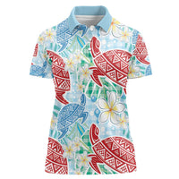 Palaka with Honu and Plumeria Women Polo Shirt Hawaiian Heritage Spirit - Polynesian Pride