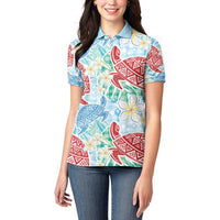 Palaka with Honu and Plumeria Women Polo Shirt Hawaiian Heritage Spirit - Polynesian Pride