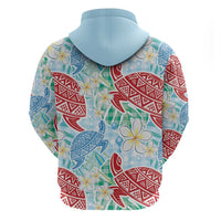 Palaka with Honu and Plumeria Zip Hoodie Hawaiian Heritage Spirit - Polynesian Pride