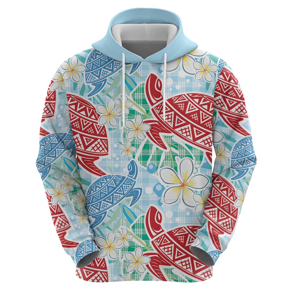 Palaka with Honu and Plumeria Zip Hoodie Hawaiian Heritage Spirit - Polynesian Pride