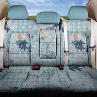 Blue Palaka Crane and Flowers Back Car Seat Cover Japan Heritage Spirit - Polynesian Pride