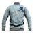 Blue Palaka Crane and Flowers Baseball Jacket Japan Heritage Spirit - Polynesian Pride