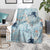 Blue Palaka Crane and Flowers Blanket Japan Heritage Spirit - Polynesian Pride