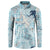Blue Palaka Crane and Flowers Button Sweatshirt Japan Heritage Spirit - Polynesian Pride