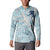Blue Palaka Crane and Flowers Button Sweatshirt Japan Heritage Spirit - Polynesian Pride