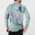 Blue Palaka Crane and Flowers Button Sweatshirt Japan Heritage Spirit - Polynesian Pride