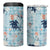 Blue Palaka Crane and Flowers 4 in 1 Can Cooler Tumbler Japan Heritage Spirit - Polynesian Pride