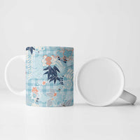 Blue Palaka Crane and Flowers Ceramic Mug Japan Heritage Spirit - Polynesian Pride