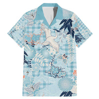 Blue Palaka Crane and Flowers Family Matching Mermaid Dress and Hawaiian Shirt Japan Heritage Spirit - Polynesian Pride