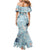 Blue Palaka Crane and Flowers Family Matching Mermaid Dress and Hawaiian Shirt Japan Heritage Spirit - Polynesian Pride