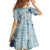 Blue Palaka Crane and Flowers Family Matching Off The Shoulder Long Sleeve Dress and Hawaiian Shirt Japan Heritage Spirit - Polynesian Pride