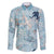 Blue Palaka Crane and Flowers Family Matching Off The Shoulder Long Sleeve Dress and Hawaiian Shirt Japan Heritage Spirit - Polynesian Pride
