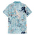 Blue Palaka Crane and Flowers Family Matching Off Shoulder Short Dress and Hawaiian Shirt Japan Heritage Spirit - Polynesian Pride