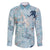 Blue Palaka Crane and Flowers Family Matching Off Shoulder Short Dress and Hawaiian Shirt Japan Heritage Spirit - Polynesian Pride