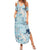 Blue Palaka Crane and Flowers Family Matching Summer Maxi Dress and Hawaiian Shirt Japan Heritage Spirit - Polynesian Pride