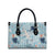 Blue Palaka Crane and Flowers Leather Bag Japan Heritage Spirit - Polynesian Pride