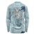 Blue Palaka Crane and Flowers Long Sleeve Shirt Japan Heritage Spirit - Polynesian Pride