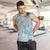 Blue Palaka Crane and Flowers Men Tank Top Japan Heritage Spirit - Polynesian Pride