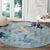 Blue Palaka Crane and Flowers Round Carpet Japan Heritage Spirit - Polynesian Pride