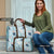Blue Palaka Crane and Flowers Travel Bag Japan Heritage Spirit - Polynesian Pride