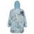 Blue Palaka Crane and Flowers Wearable Blanket Hoodie Japan Heritage Spirit - Polynesian Pride