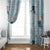 Blue Palaka Crane and Flowers Window Curtain Japan Heritage Spirit - Polynesian Pride
