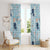 Blue Palaka Crane and Flowers Window Curtain Japan Heritage Spirit - Polynesian Pride