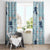 Blue Palaka Crane and Flowers Window Curtain Japan Heritage Spirit - Polynesian Pride