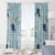 Blue Palaka Crane and Flowers Window Curtain Japan Heritage Spirit - Polynesian Pride