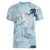 Blue Palaka Crane and Flowers Women V-Neck T-Shirt Japan Heritage Spirit - Polynesian Pride