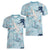Blue Palaka Crane and Flowers Women V-Neck T-Shirt Japan Heritage Spirit - Polynesian Pride