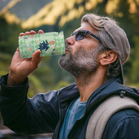 Green Palaka Crane and Flowers 4 in 1 Can Cooler Tumbler Japan Heritage Spirit - Polynesian Pride