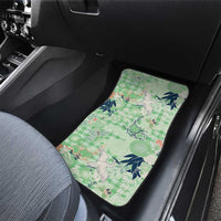 Green Palaka Crane and Flowers Car Mats Japan Heritage Spirit - Polynesian Pride