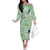 Green Palaka Crane and Flowers Family Matching Off The Shoulder Long Sleeve Dress and Hawaiian Shirt Japan Heritage Spirit - Polynesian Pride