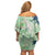 Green Palaka Crane and Flowers Family Matching Off Shoulder Short Dress and Hawaiian Shirt Japan Heritage Spirit - Polynesian Pride
