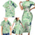 Green Palaka Crane and Flowers Family Matching Short Sleeve Bodycon Dress and Hawaiian Shirt Japan Heritage Spirit - Polynesian Pride