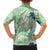Green Palaka Crane and Flowers Family Matching Summer Maxi Dress and Hawaiian Shirt Japan Heritage Spirit - Polynesian Pride