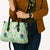 Green Palaka Crane and Flowers Leather Bag Japan Heritage Spirit - Polynesian Pride