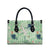 Green Palaka Crane and Flowers Leather Bag Japan Heritage Spirit - Polynesian Pride