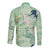 Green Palaka Crane and Flowers Long Sleeve Button Shirt Japan Heritage Spirit - Polynesian Pride