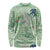 Green Palaka Crane and Flowers Long Sleeve Shirt Japan Heritage Spirit - Polynesian Pride