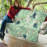 Green Palaka Crane and Flowers Quilt Japan Heritage Spirit LT9 - Polynesian Pride