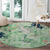 Green Palaka Crane and Flowers Round Carpet Japan Heritage Spirit - Polynesian Pride