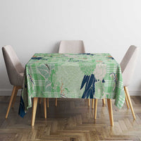 Green Palaka Crane and Flowers Tablecloth Japan Heritage Spirit - Polynesian Pride