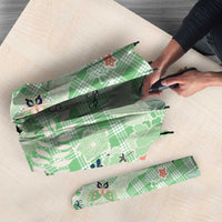 Green Palaka Crane and Flowers Umbrella Japan Heritage Spirit - Polynesian Pride